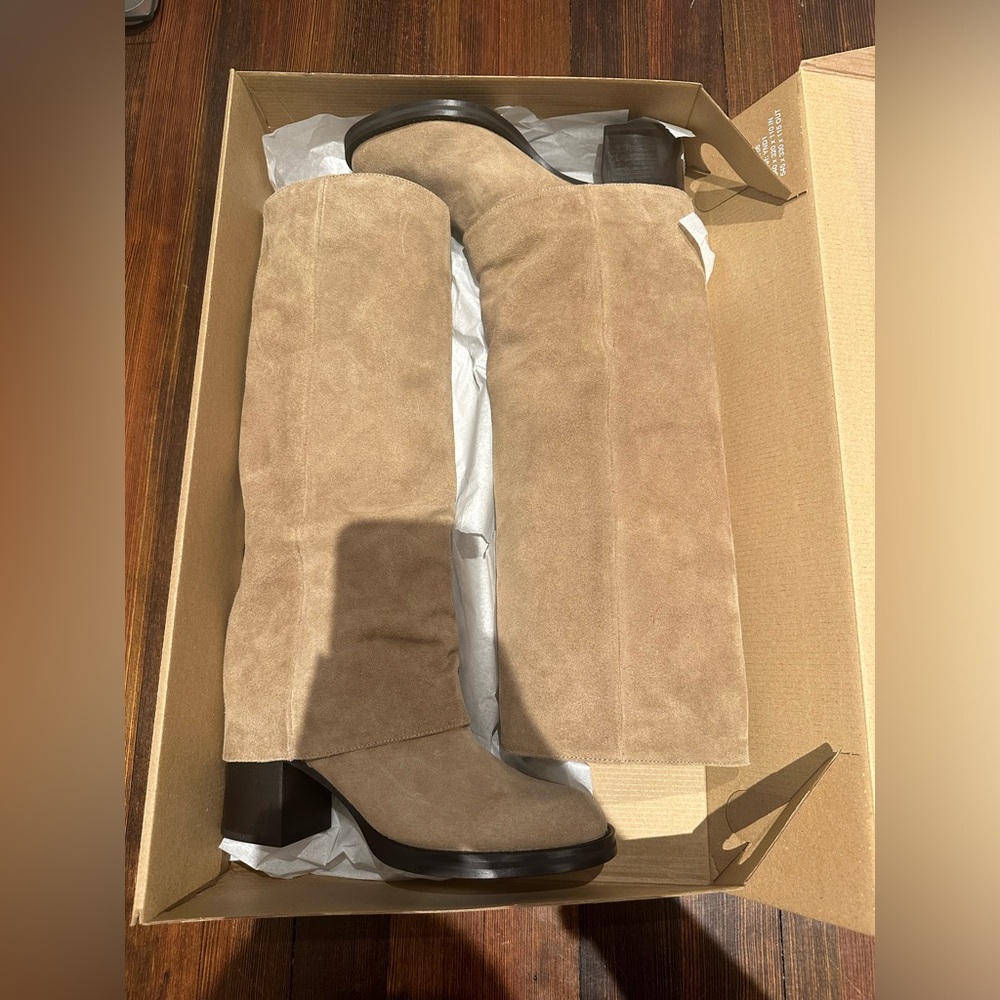 Zara block heel leather gaiter boots
